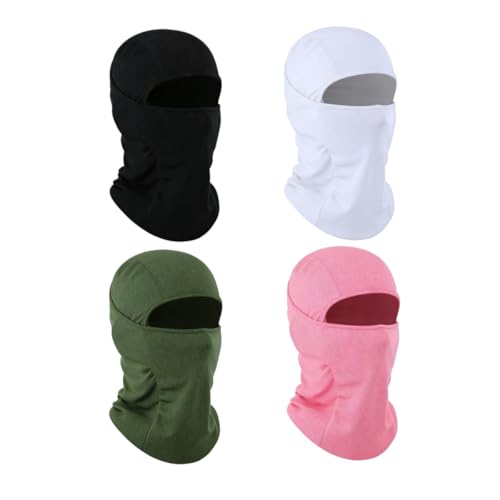 Balaclava Ski Mask 4 Pack Sun Protection Hood Full Head Cover for Men Women - color: Black+white+green+pink