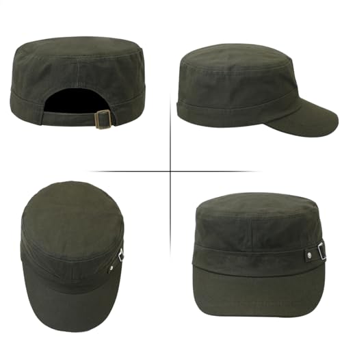 Army Cadet Cap for Men Women Military Flat Top Cap Baseball Caps - color: Army Green