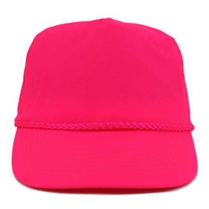 Armycrew 5 Panel Neon Color Nylon Crinkle Cap with Rope Band - color: Neon Pink