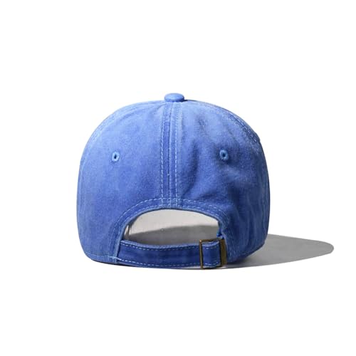 Classic Vintage Distressed Baseball Cap, Washed Cotton, Adjustable Fit - color: C-light Blue