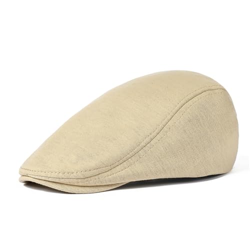 UTTPLL Newsboy Hats for Men Cotton Flat Cap Soft Fitted Driving Cabbie Hat Mens Winter Gatsby Vintage Costumes Hats - color: Beige