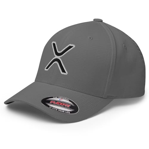 FX XRP Fitted Hat Embroidered Curved Bill Mid Crown Closed-Back Structured Twill Cap - color: Grey, size: Large-X-Large