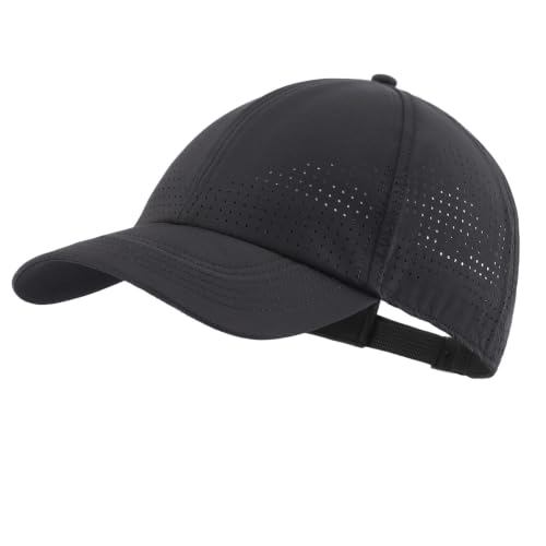 Home Prefer Mens Womens UPF50+ Sun Hat Athletic Adjustable Baseball Cap Quick Dry UV Protection Workout Running Golf Hat - color: Black, size: Medium
