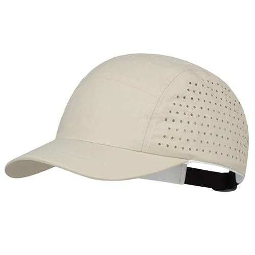 CLAPE 5 Panel Running Hat for Small Heads, Quick Dry Short Brim Cap - color: Bssd2575-cream