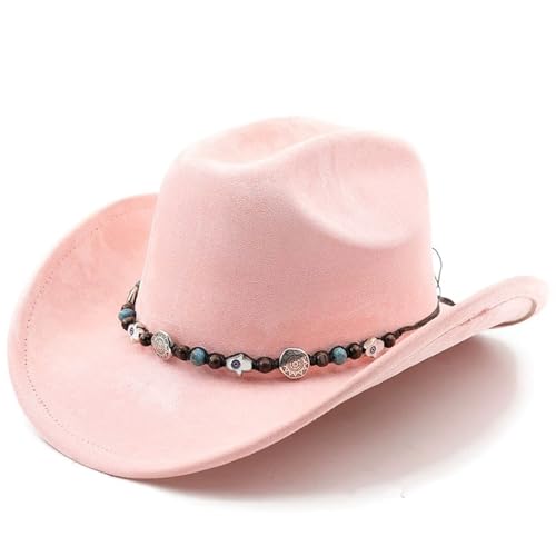 Lifup Western Cowboy Hat for Women Men Cowgirl Fedora Hat - color: Pink