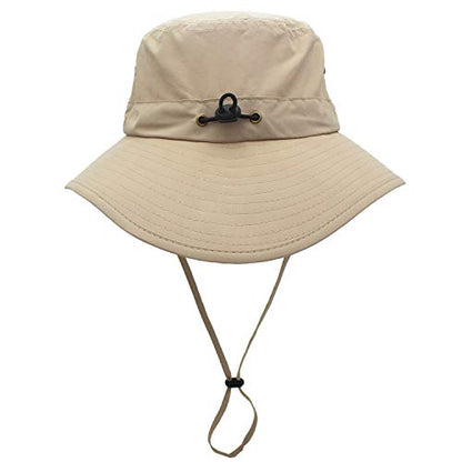 Women Lightweight Safari Sun Hat Quick Dry Fishing Hat with Strap Cool - color: Khaki