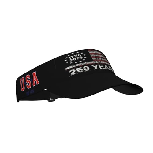 United States 250th Anniversary Hat USA Est 1776 America Patriotic Visor Cap Adjustable Sun Hat for Women Men Sports Beach - color: Black21