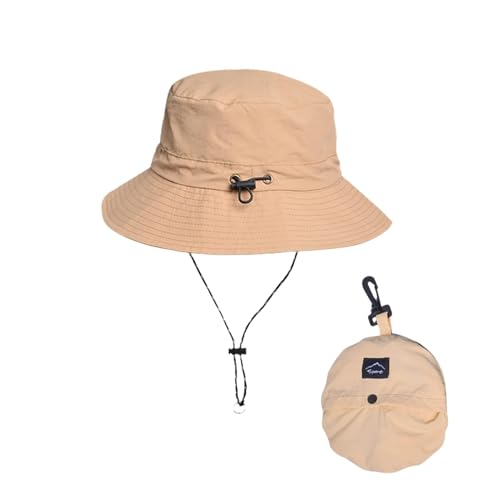 Honnesserry Bucket Hats for Woman Men Outdoor UV Sun Protection Hat Nylon - color: Khaki
