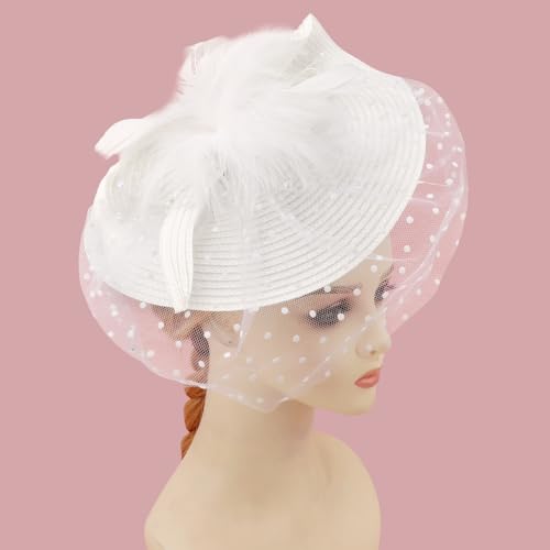 AQOKKA Women Fascinators Hats Flower Fascinators with Headband and Clip Tea Party Headwear for Women and Girls - color: 1 Pc A: White a
