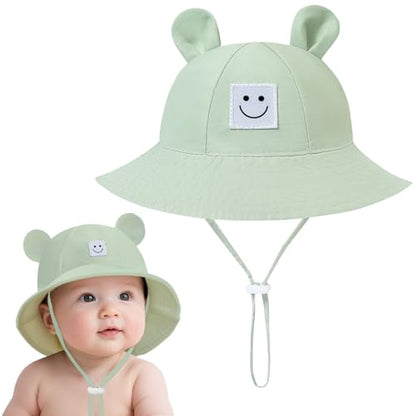 Baby Bucket hat Cute Infant Bear Sun Hat Summer Girls Boys Cap - color: Light Green