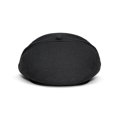 Sterkowski Swede Cap | 100% Linen Flat Cap For Men and Women | Super Airy 5 Panels Summer Cap without Lining - color: Black, size: 7 5/8