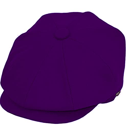 Men's Classic 8 Panel Wool Blend Newsboy Snap Brim Collection Hat - color: Nsb1595-purple, size: X-Large