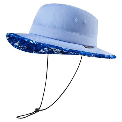 UPF 50+ Foldable Sun Hat Patterned Under Brim Bucket Hats for Summer Hiking Fishing Beach Safari Men Women - color: Airy Blue, size: Medium