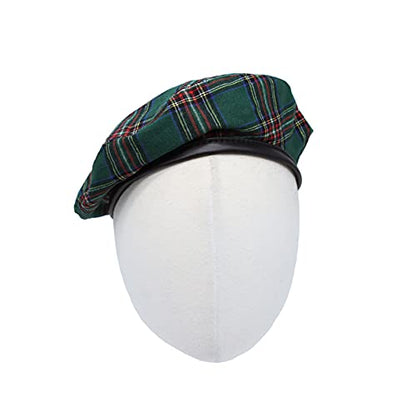 WITHMOONS Cotton Plaid Beret Hat Tartan Check French Beanie Cap YZF0083 - color: Green