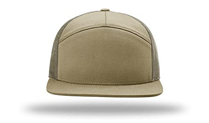 Richardson 168 168P Hat 7-Panel Trucker Cap Hi-Pro Snapback Cap Camo Hat Adjustable Baseball Hat Blank Hat Bulk Hats - color: Pale Khaki/Loden