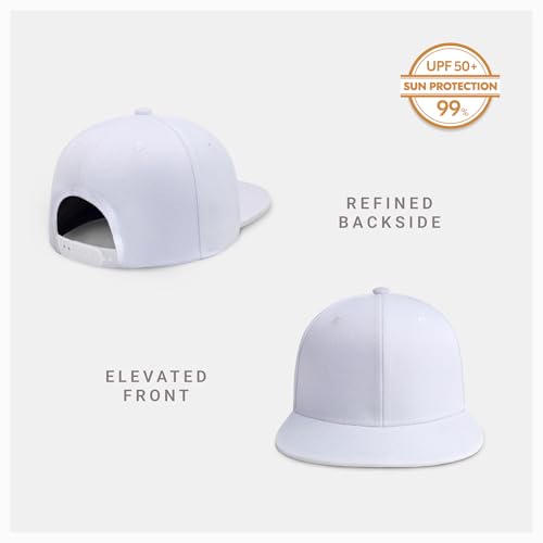 CHOK.LIDS Classic Snapback Flat Bill Hat Blank Adjustable Baseball Cap - color: White