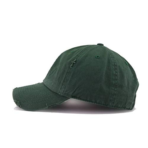 Green Alien Vintage Baseball Cap Embroidered Cotton Adjustable Distressed Dad Hat - color: Hunter Green