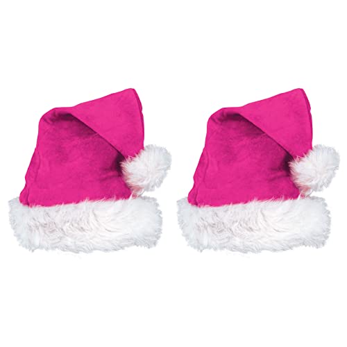 Beistle Plush Hats - Party Hats for Birthday & Holiday Theme Parties: Christmas - Santa - color: Cerise - 2 Piece