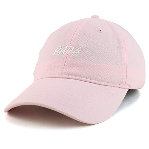 Trendy Apparel Shop Papa Embroidered Soft Crown 100% Brushed Cotton Cap - color: Light Pink