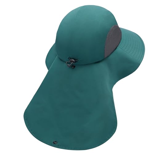 UPF 50+ Foldable Sun Hats Wide Brim with Large Neck Flap for Men Women UV Protection Gardening Fishing Beach Hat - color: Midnight Green