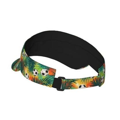 Adjustable Lightweight Open Top Sports Sun Visor Hat Cap for Golf Tennis - color: Tropical Palm Leaves Soccer