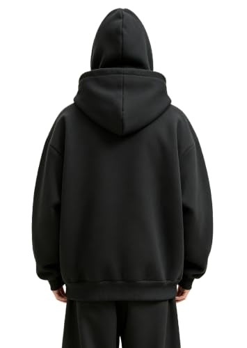 EUDOLAH Balaclava Jacket Zip Up Fashion Double Layer Hoodie Hip Hop Outerwear Jacket Y2K Clothing for Men and Women - color: Black, size: Large