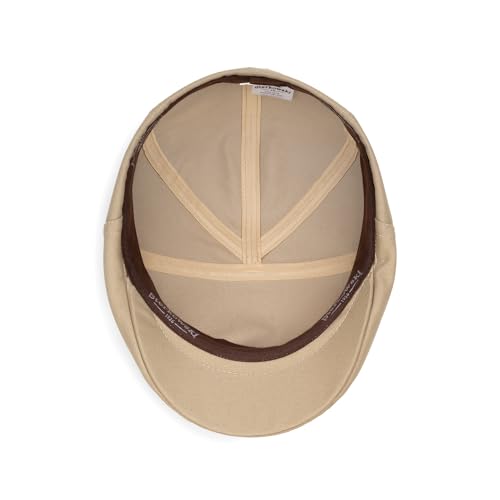 Sterkowski Ivy Five Newsboy | 100% Softened Cotton Flat Cap for Men | Breathable Airy 5 Panels Cap Without Lining - color: Beige, size: 7 3/4