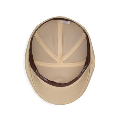Sterkowski Ivy Five Newsboy | 100% Softened Cotton Flat Cap for Men | Breathable Airy 5 Panels Cap Without Lining - color: Beige, size: 7 3/4