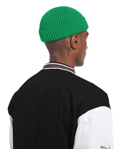 Short Fisherman Beanie for Men Women Wool Fleece Lined Winter Hat - color: 1pcs-kelly Green