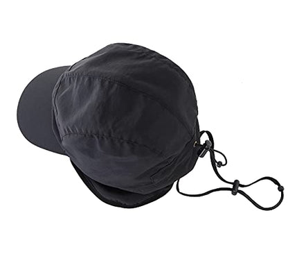 Home Prefer Waterproof Men's Winter Hats with Visor Warm Fleece Lined Baseball Cap Earflaps Trooper Trapper Hat for Men - color: Black