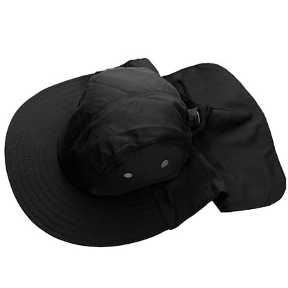 Falari Outdoor Sun Hat, Wide Brim with Neck Flap, Safari Hiking Gardening Fishing Hat - color: Black