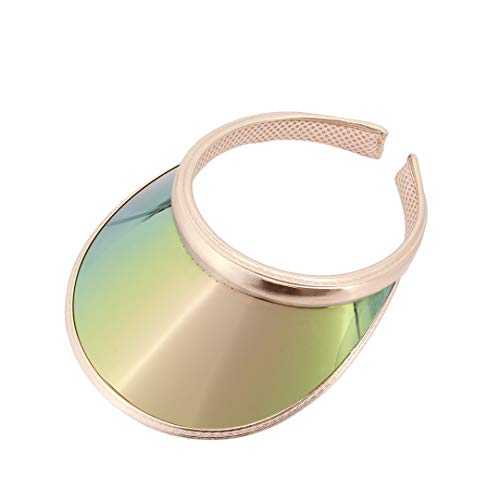 Surkat Women Sun Visors Hologram Wide Brim Thicker Sweatband UV Protective Sportswear Visors Sunhat - color: Champagne
