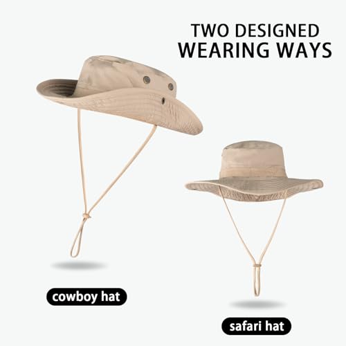 Sun Hats for Men Women Bucket Hat UPF 50+ Boonie Fishing Safari Hat - color: Khaki