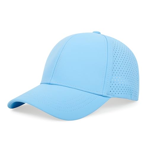 Quick Dry Baseball Cap Curved Brim Snapback Hat Mesh for Men Women - color: Lightblue
