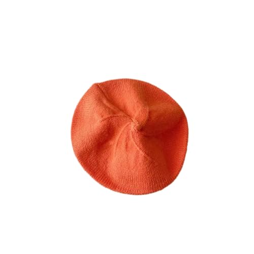 Infant Baby Boys Girls Beret & Beanie Hat - Toddler Kids Knitted French Artist Skull Hat - Fall Winter - color: A-orange