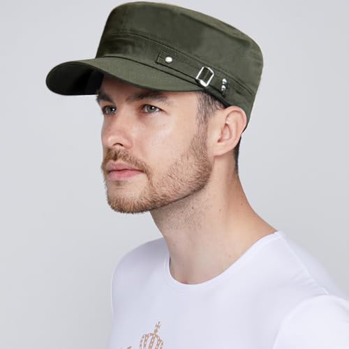 Unisex Army Cadet Cap Military Flat Top Basic Baseball Caps - color: Army Green