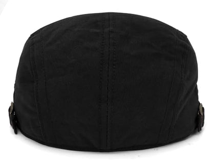 Initlove Mens Newsboy Cap Cotton Ivy Hat Beret Hats for Driving - color: Black