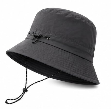 Packable Outdoor Bucket Hat – Lightweight Waterproof Quick-Dry Sun Hat for Hiking & Fishing - color: Grey