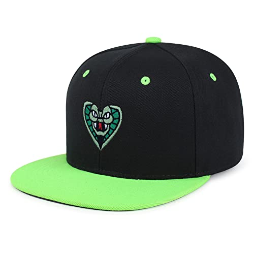 Snake Hip-Hop Snapback Hat Embroidered Baseball Cap Cobra - color: 20. Black/Neon Green