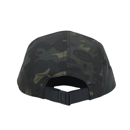 WITHMOONS Low Profile 5 Panel Hat Cap Waterproof Golf Camp Fishing Lightweight Jockey Flat Bill YZ20114 - color: Camoblack, size: Large