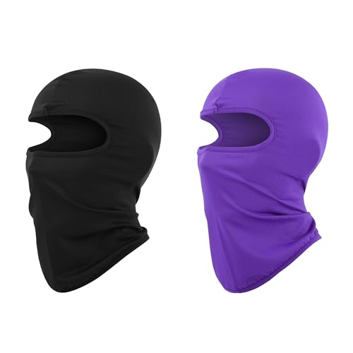 Pukavt 1-3 Pack Kids Balaclava Ski Mask for Boys and Girls - color: Black/Purple-2pk(thin )