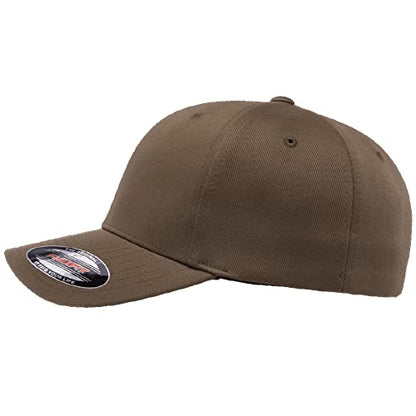 Flexfit 24-pk Wooly Combed Baseball Cap | Stretch Fitted (Brown,L/XL)