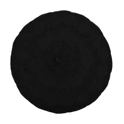 ZLYC Women French Beret Hat Reversible Solid Color Knit Warm Artist Cap - color: Cable Pattern Black