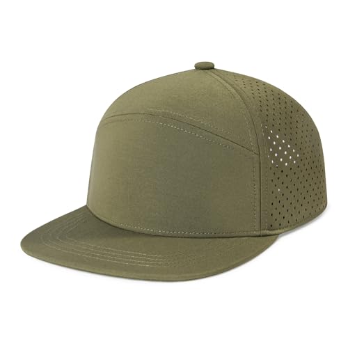 FEINION Men Laser Mesh Flat Brim Snapback Baseball Cap - color: Army Green