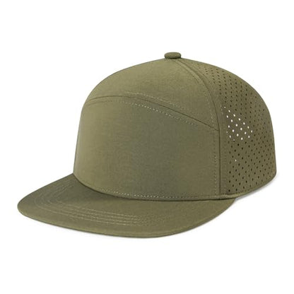 FEINION Men Laser Mesh Flat Brim Snapback Baseball Cap - color: Army Green