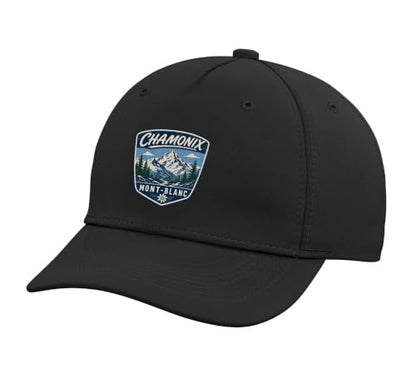 Chamonix Mont Blanc Mountain Hiking Adventure Nature Travel Adjustable Baseball Hat - color: Black