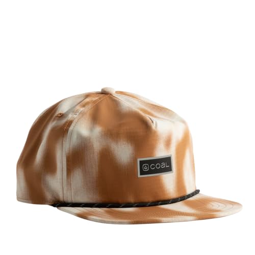 Coal Headwear Pontoon Mid Crown Cap Hat - Structured 5 Panel, Flat Brim, Adjustable Snapback - Outdoor Casual Everyday - color: Brown Blur