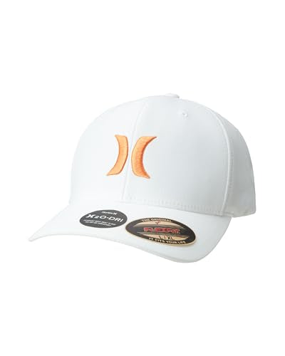 Hurley Mens Baseball Cap Curved Brim Moisture Wicking Flexfit Fitted Hats - color: Mantra Orange, size: Small-Medium