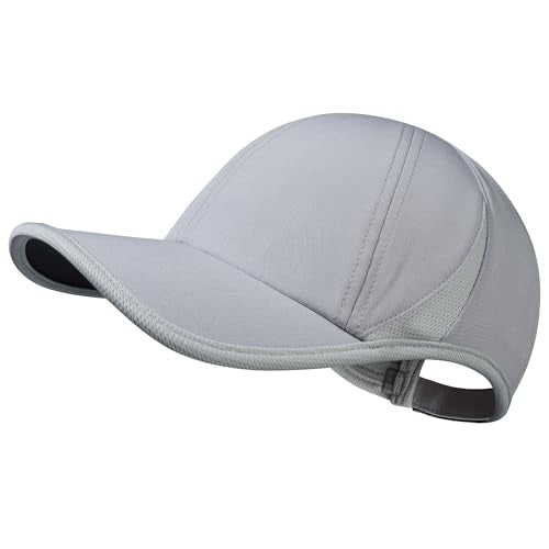 GADIEMKENSD Performance Running Hat, Stretchy Fabric with Vented Mesh for Outdoor Workouts - color: Light Grey