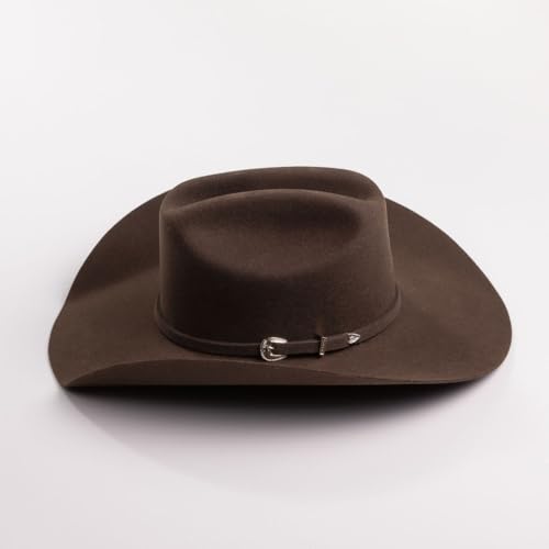 Justin Men’s Rodeo Hat - 3X Wool Collection - Cattleman Crease Crown - 4” Brim - color: Brown, size: 6 3/4